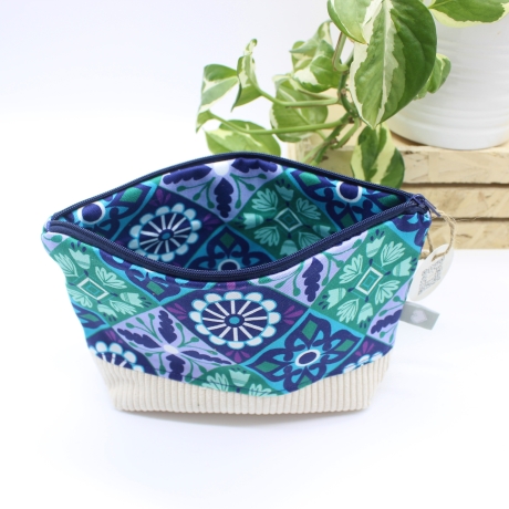Kosmetiktasche Mandala Blau Beige Geschenkidee Handmade Unikat