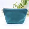 Universal-/Kosmetiktasche Samt Petrol Blumen Geschenkidee Unikat