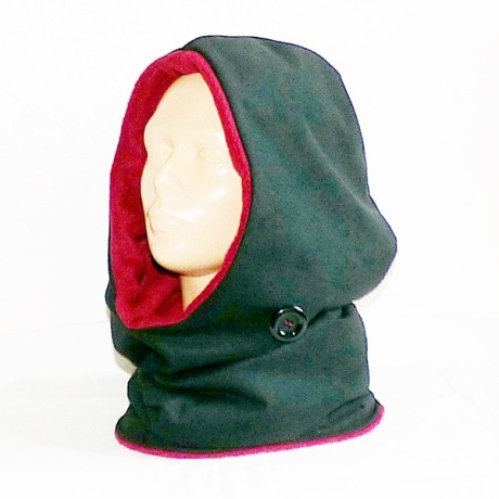 KapuzenLoop - Softshell / wasserdicht / schwarz-bordeaux