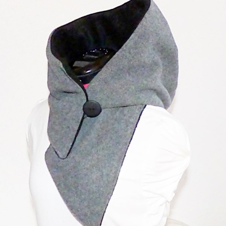 Kapuzenschal - Wolle hellgrau-melange, Schal, Kragen