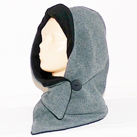 Kapuzenschal - Wolle hellgrau-melange, Schal, Kragen