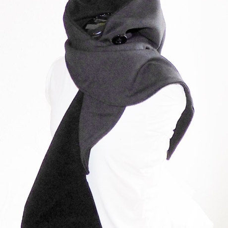 Kapuzenschal (lang) - dunkelgrau/schwarz, Schal, Kapuze