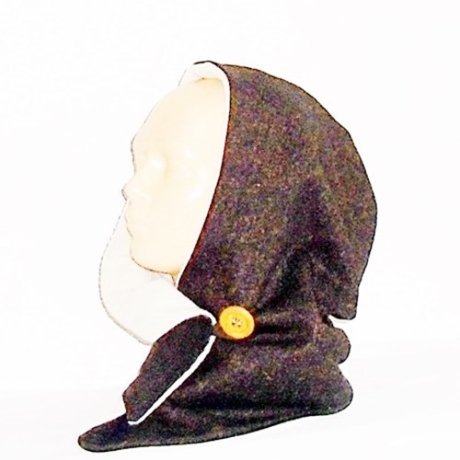 Kapuzenschal - Wollstoff dunkelbraun meliert, Schal, Kapuze