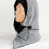 Kapuzenschal - Fleece schwarz-grau meliert, Schal, Kapuze