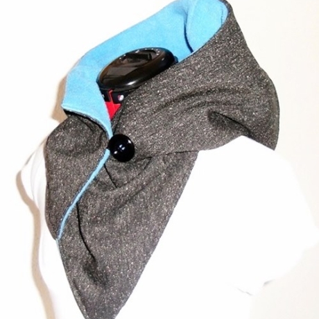 Kapuzenschal schwarz meliert - petrol, Schal, Tücher, Kapuze