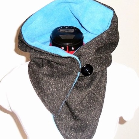 Kapuzenschal schwarz meliert - petrol, Schal, Tücher, Kapuze