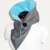 Kapuzenschal - Wollstoff mit Fleece grau-petrol, Kragen, Schal
