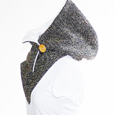 Kapuzenschal mit Fleece, braun-creme meliert, Kragen, Schal