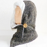 Kapuzenschal mit Fleece, braun-creme meliert, Kragen, Schal