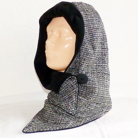 Kapuzenschal mit Fleece, schwarz-mehrfarbig meliert, Kragen