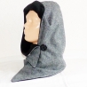 Kapuzenschal mit Fleece, Fleece schwarz-grau meliert, Kragen