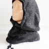Kapuzenloop mit Kordel, Wollstoff schwarz meliert mit Fleece