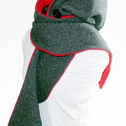 Kapuzenschal (lang) schwarz meliert, rot, Schal