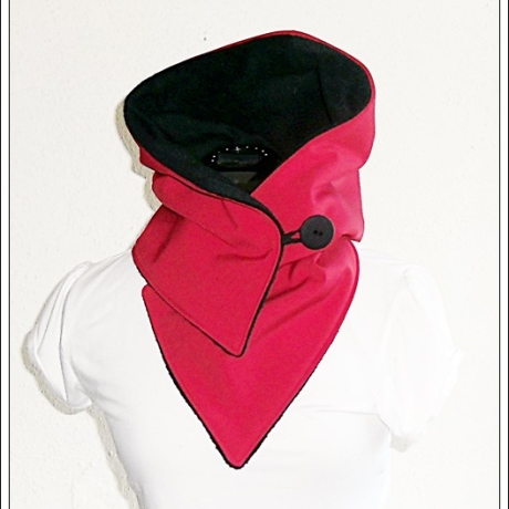 Kapuzenschal Softshell, rot-schwarz, Schal