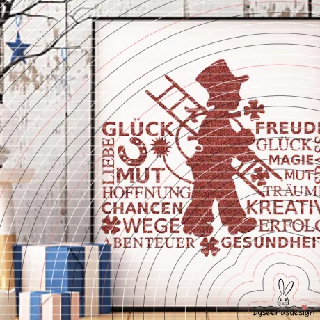 Kaminfeger mit Text Plotterdatei SVG DXF 