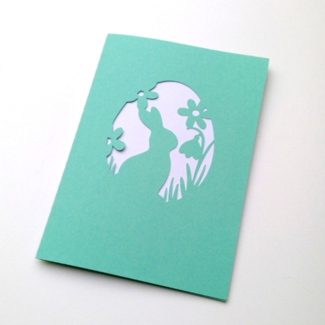 Karte Hase mit Blumen Plotterdatei SVG DXF