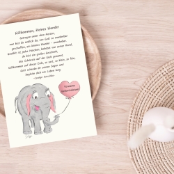 Grußkarte Geburt handgezeichneter Elefant - nachhaltig gedruckt