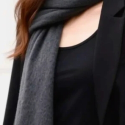 Damen-Herren-Kaschmir-Schal, 70x200 cm, dunkelgrau / Fransen