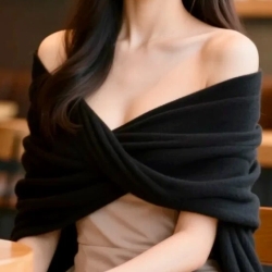 Damen-Herren-Kaschmir-Schal, 70 x 200 cm, neu, schwarz