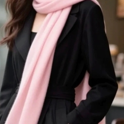 Damen-Herren-Baumwollschal mit Kaschmirwolle, rosa, neu         