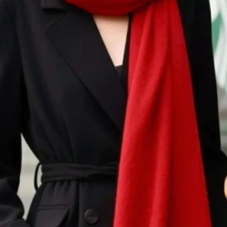 Damen-Herren-Kaschmir-Schal, 70x200 cm, weinrot / Fransen