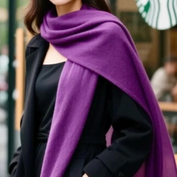 Damen-Herren-Kaschmir-Schal, 70 x 200 cm, neu, lila