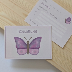 10 Einladungskarten Schmetterling Kindergeburtstag
