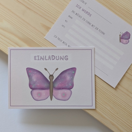 10 Einladungskarten Schmetterling Kindergeburtstag
