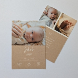 100 Dankeskarten Geburt Braunbeige