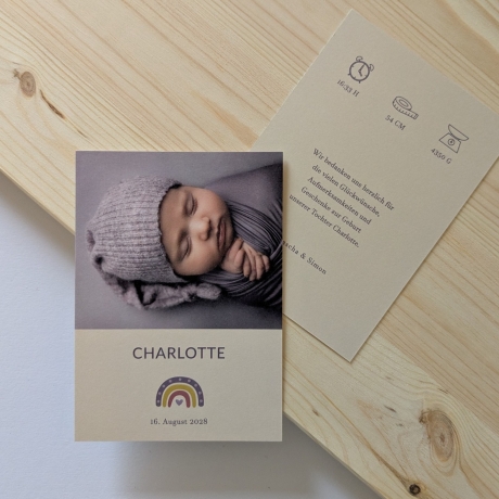 100 Dankeskarten Geburt Rotviolett