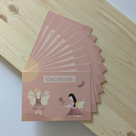 10 Einladungskarten Feen Kindergeburtstag