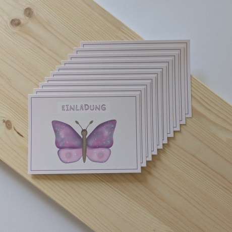10 Einladungskarten Schmetterling Kindergeburtstag