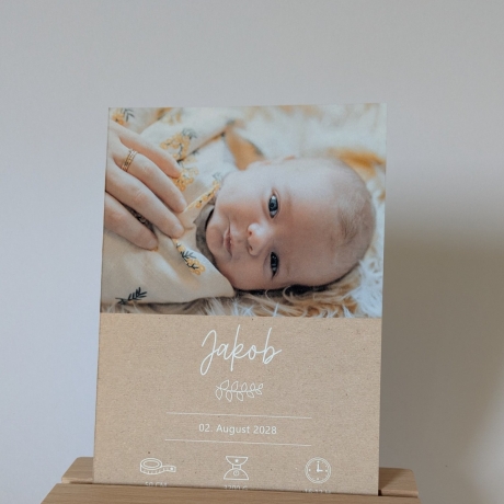 50 Dankeskarten Geburt Braunbeige