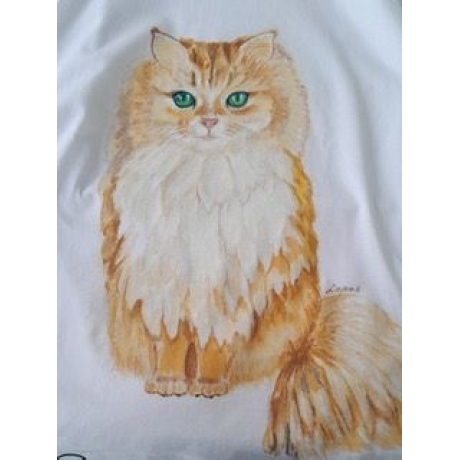 Handbemaltes Fruit of the Loom T-Shirt Motiv Eule, weiss 