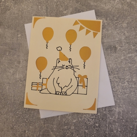 Katze mit Party Hut, Geburtstagskarte, Geburtstag 