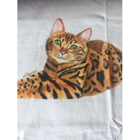 Handbemaltes Fruit of the Loom T-Shirt Motiv Eule, weiss 