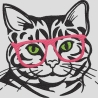 Ferberline Stickdatei Katze mit Brille in 4 Größen ab 10x10 