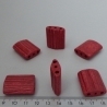 Keramikperlen rechteckig, strukturiert, rot, 3 Bohrungen
