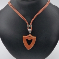 Halskette aus Keramikperlen, rotbraun silber, Länge 42 + 4 cm