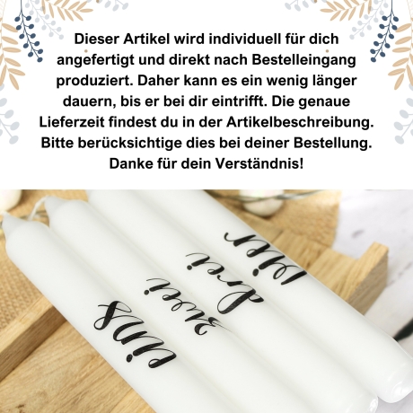 Adventskerzen 4er Set mit Beschriftung in Holzbox ~ Advent