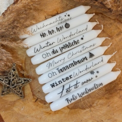 Weihnachstkerzen / Stabkerzen mit Spruch / Winterdekoration