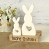 Kerzenhalter Ostern – Hasen aus Gießpulver, Holz & Teelichter