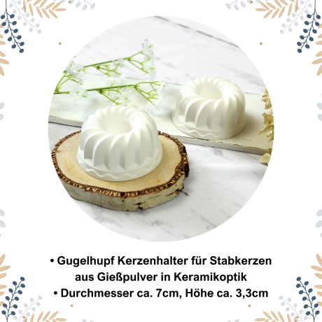 Kerzenhalter Gugelhupf für Stabkerzen aus Gießpulver | Geburtstag