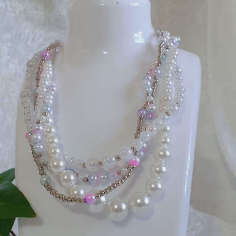 Mehrstrang-Kette Perlen-Kette Kurzkette Chaos-Kette Wachs-Perlen