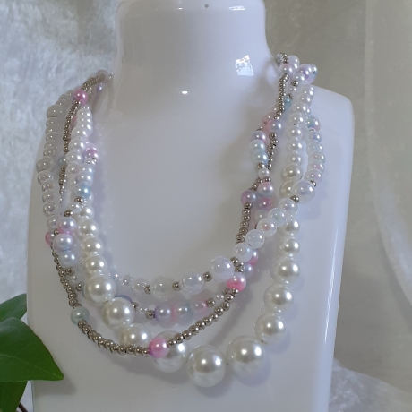 Mehrstrang-Kette Perlen-Kette Kurzkette Chaos-Kette Wachs-Perlen