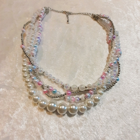 Mehrstrang-Kette Perlen-Kette Kurzkette Chaos-Kette Wachs-Perlen