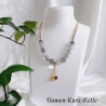 Kurz Kette Halskette Perlenkette Schmuck Perlen marmorierte Perle
