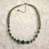 Kette Halskette Grün-Golden Damenkette Schmuck Glasperlen Perlen
