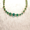 Kette Halskette Grün-Golden Damenkette Schmuck Glasperlen Perlen