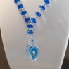Kette mit Muschel-Anhänger in Blau Muschelkette Perlenkette 46 cm